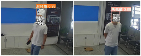 AI视频联网报警系统 厨师帽识别报警 安全帽佩戴识别报警 口罩识别报警 手机使用识别报警